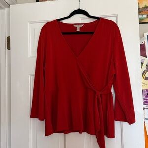 Banana Republic Vibrant Burnt Orange Wrap Blouse